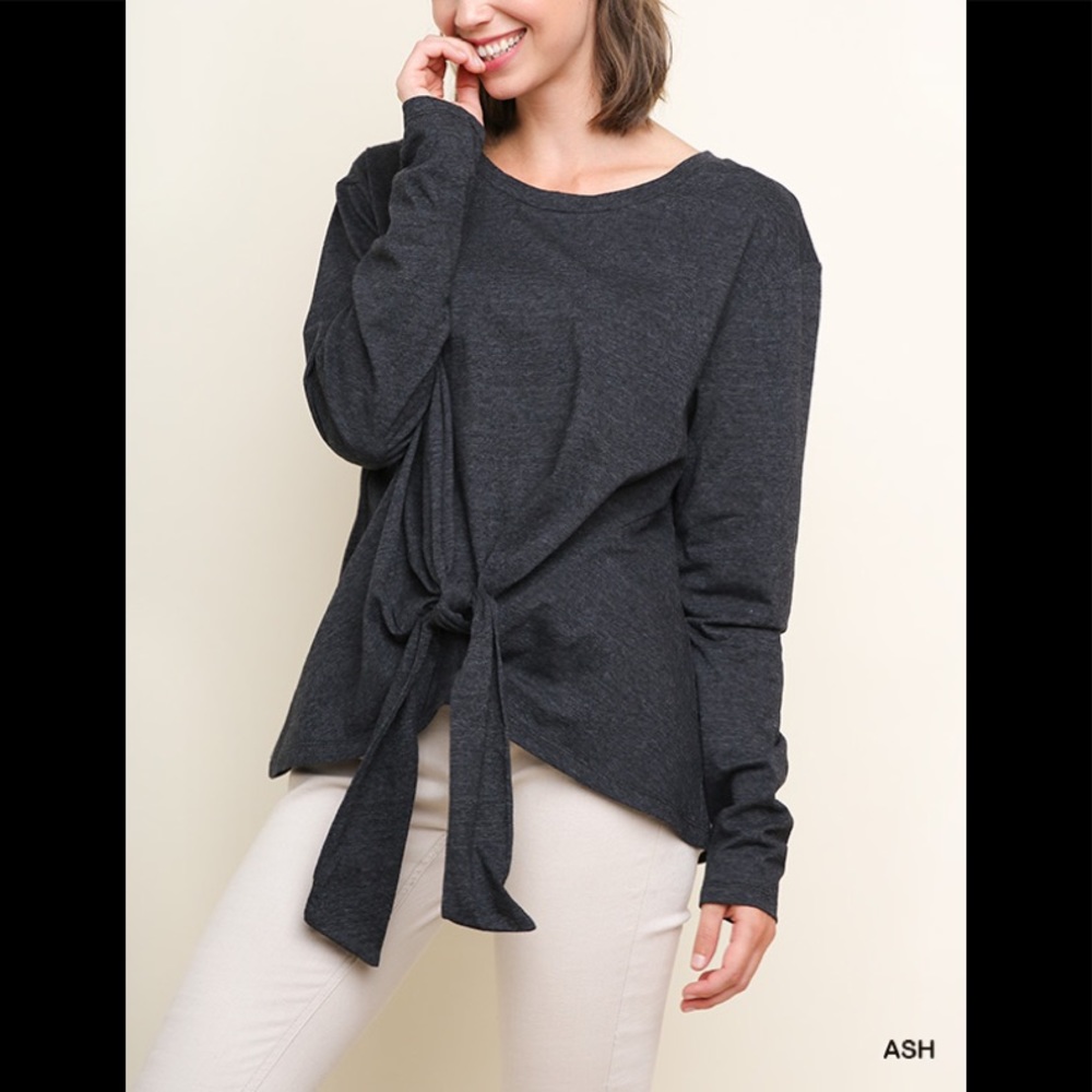 Umgee long sleeve top with front waist tie NWT